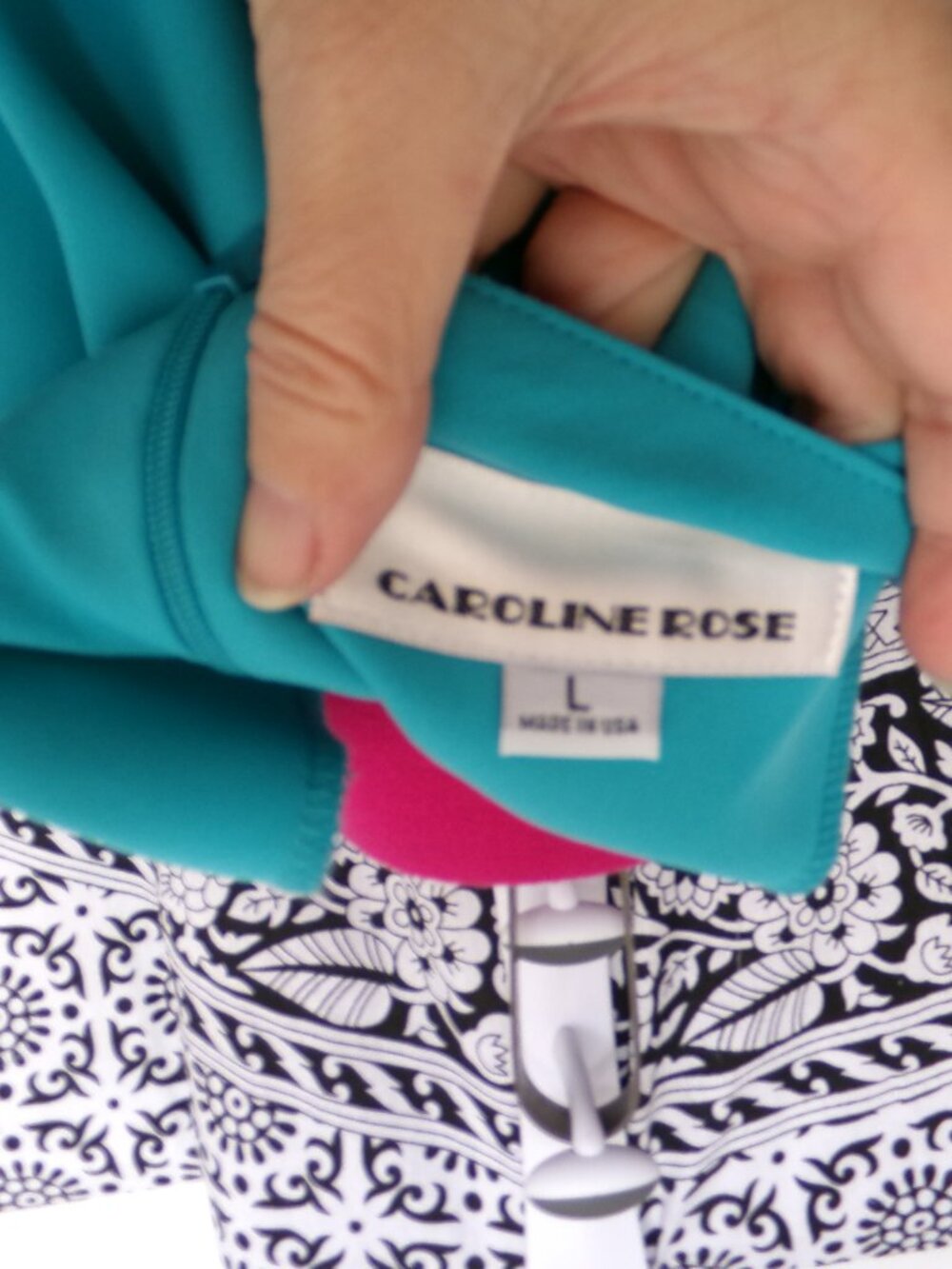 Caroline Rose Teal Dress Sz L - Picture 7 of 7